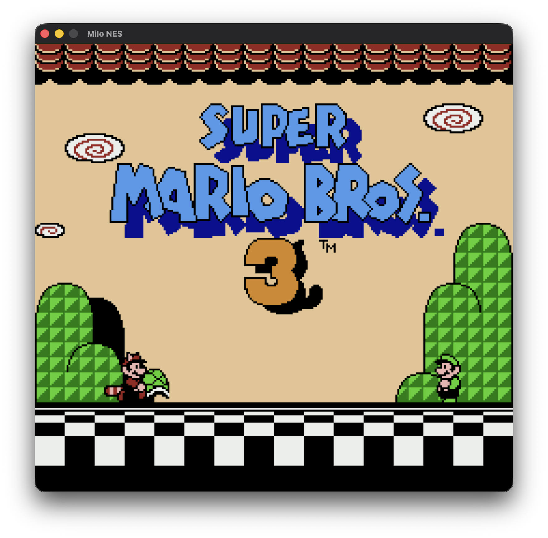 Super Mario Bros. 3 running on the Milo NES emulator