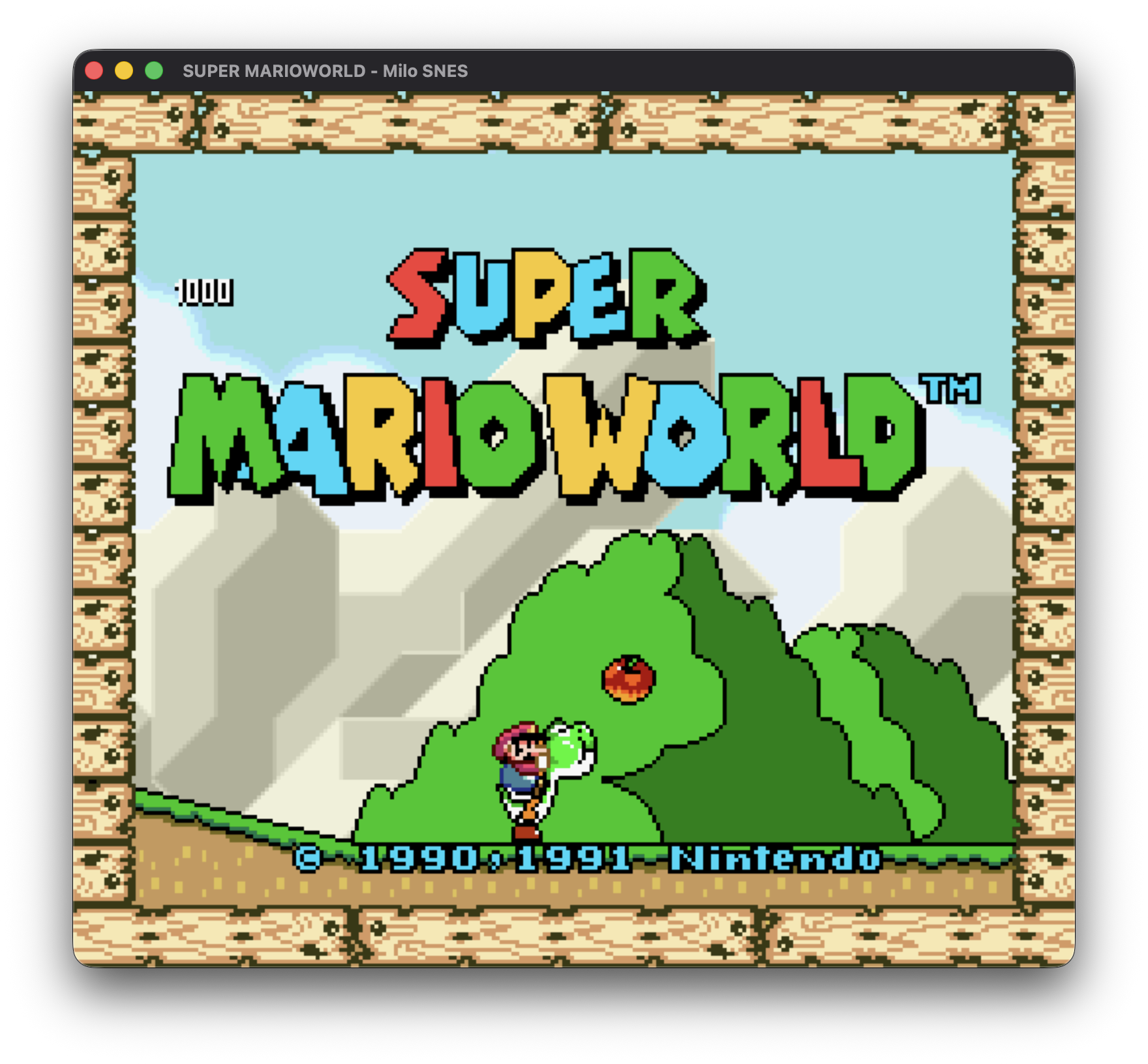 Super Mario World running on the Milo SNES emulator